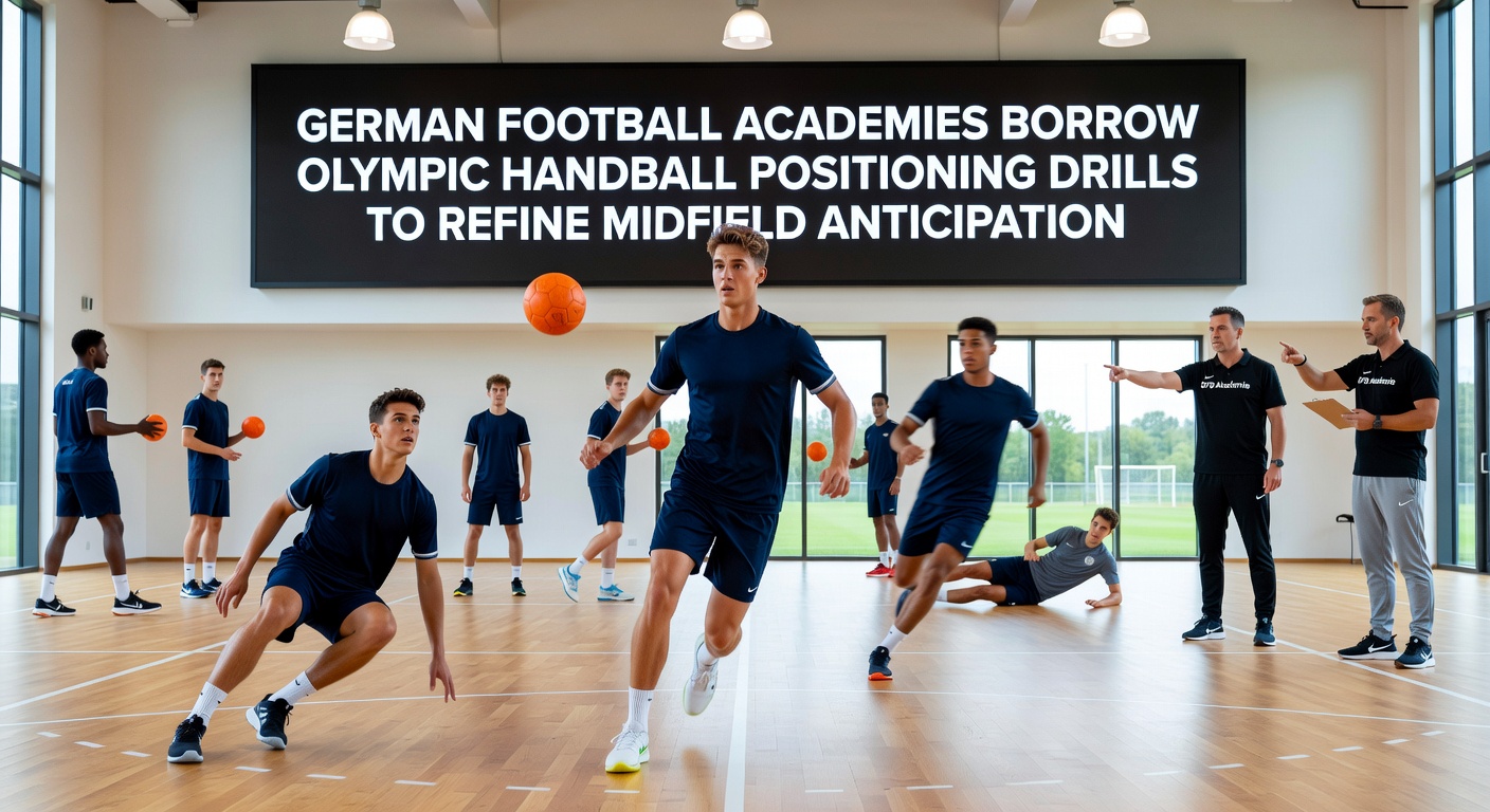 Mittelfeldspieler bei Handball-inspirierten Positionierungsübungen auf dem Trainingsplatz