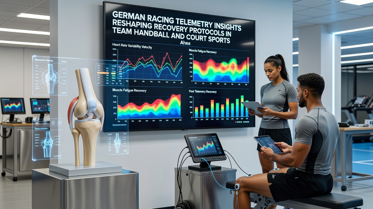 Handballspieler mit Telemetrie-Sensoren während der Regeneration